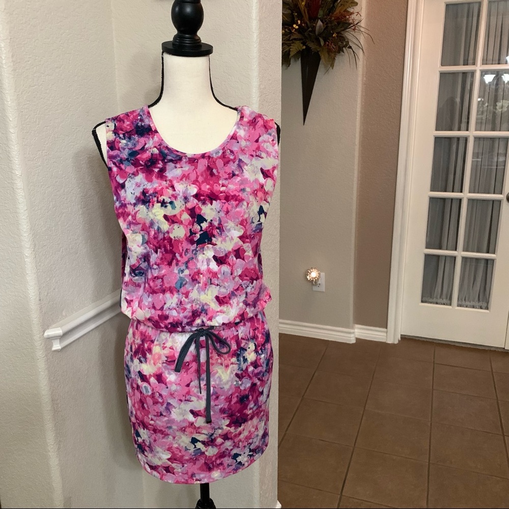 Kiind Of pink & purple floral sleeveless dress Size XS
